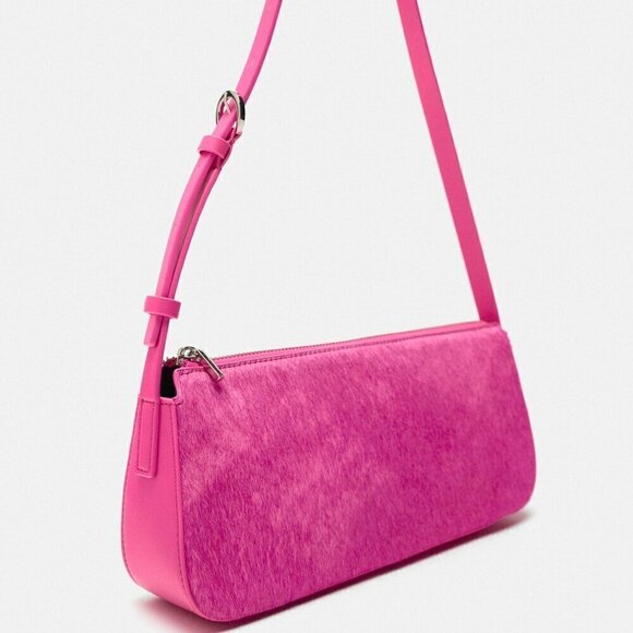 ZARA FAUX FUR LEATHER SHOULDER BAG - Picture 1 of 6